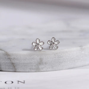 925 Sterling Silver Cherry Blossom Stud Earrings