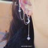 925 Silver Star Moon Earring for Siamese Ears