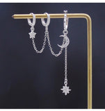 925 Silver Star Moon Earring for Siamese Ears