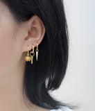 925 Silver Sunflower Round Short Pendant Earring for Women