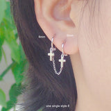 925 Silver Zircon Bow Circle Star Earrings