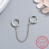 925 Silver Double Pierced Chain Earrings - Boy Girl Silver Ear Jewelry