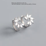 925 Silver Zircon Petal Flower Earring Sweet Women Jewelry