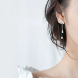 925 Silver Zircon Double Flower Earrings Sweet Wild Female Jewelry