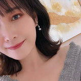 925 Silver Zircon Double Flower Earrings Sweet Wild Female Jewelry