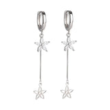 925 Silver Zircon Double Flower Earrings Sweet Wild Female Jewelry