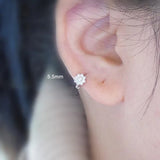 925 Sterling Silver Zircon Flower Butterfly Earrings