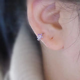 925 Sterling Silver Zircon Flower Butterfly Earrings