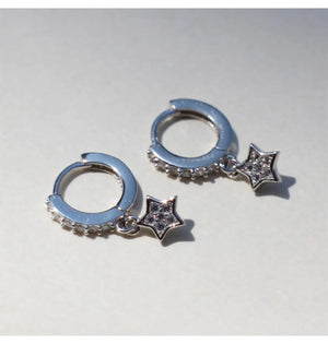 925 Silver Zircon Drop Earring Heart Moon Star Leaf Bar Short Ear Jewelry