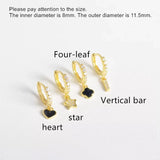 925 Silver Zircon Drop Earring Heart Moon Star Leaf Bar Short Ear Jewelry