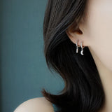 925 Silver Zircon Drop Earring Heart Moon Star Leaf Bar Short Ear Jewelry