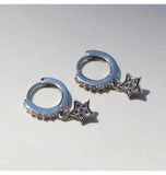 925 Silver Zircon Drop Earring Heart Moon Star Leaf Bar Short Ear Jewelry