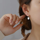 925 Silver Zircon Heart Shell Drop Earring for Women