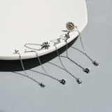 925 Silver Zircon Star Snake Lightning Chain Tassel Earrings