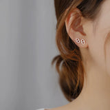 925 Silver Ball Stud Earrings Pig Nose Shape Boy Girl Ear Jewelry