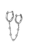 925 Silver Double Drop Crystal Chain Earrings