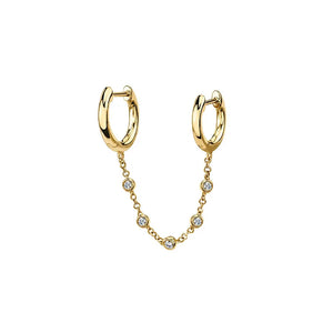 925 Silver Double Drop Crystal Chain Earrings