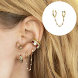 925 Silver Double Drop Crystal Chain Earrings