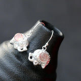 925 Sterling Silver Elephant Earrings with Strawberry Crystal