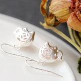 925 Sterling Silver Elephant Earrings with Strawberry Crystal