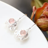 925 Sterling Silver Elephant Earrings with Strawberry Crystal