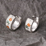 925 Silver Tulip Circle Ear Buckle Flower Earring for Women Wedding Party