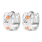 925 Silver Tulip Circle Ear Buckle Flower Earring for Women Wedding Party