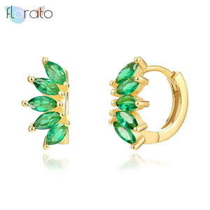 925 Silver Crystal Turquoise Hoop Stud Earrings