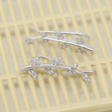 925 Silver Willow Leaf Stud Zircon Earrings