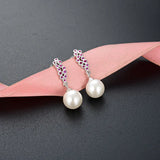 925 Silver Ruby Inlaid Earrings Red Corundum Pearl Earrings