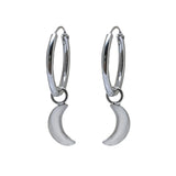 925 Sterling Silver Hoop Earrings with Crescent Pendant