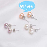925 Silver Earrings with Pink Purple Cold Cultured Pearl for Women