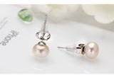 925 Silver Earrings with Pink Purple Cold Cultured Pearl for Women