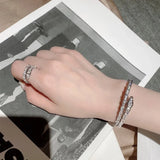 925 Silver Elastic Snake Bone Zircon Head Bracelet Men Women Jewelry