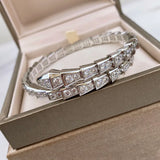 925 Silver Elastic Snake Bone Zircon Head Bracelet Men Women Jewelry