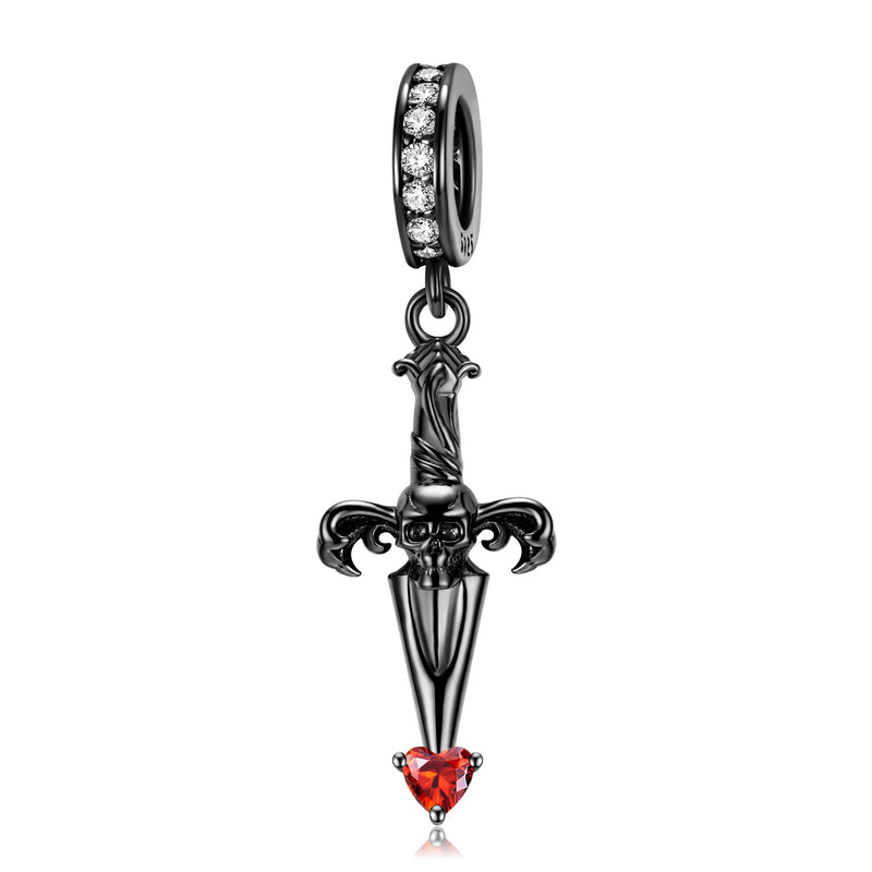 925 Silver Cross Sword Heart Pendant Bracelet DIY Accessory