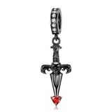925 Silver Cross Sword Heart Pendant Bracelet DIY Accessory