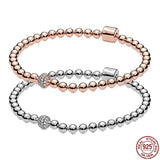 925 Silver Rose Bead Bracelet for DIY Charm Beads