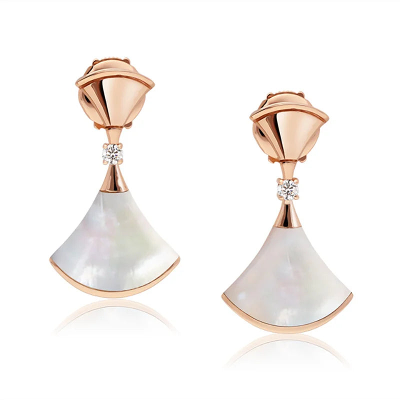 925 Silver Fan Shaped Earrings for Women Fine Jewelry