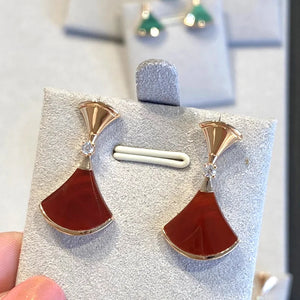 925 Silver Fan Shaped Earrings for Women Fine Jewelry