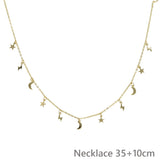 925 Silver Moon Star Lightning Choker Chain Necklace