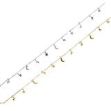 925 Silver Moon Star Lightning Choker Chain Necklace