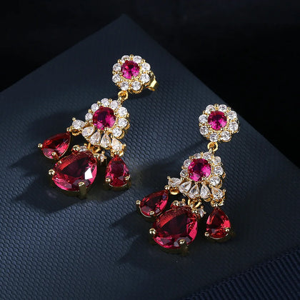 925 Silver Colorful Diamond Geometric Earrings Party Birthday