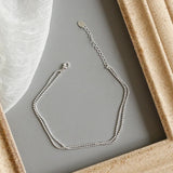 925 Silver Double Layered Bead Chains Anklet