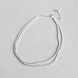 925 Silver Double Layered Bead Chains Anklet