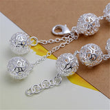 925 Sterling Silver Hollow Ball Chain Bracelet for Party Wedding