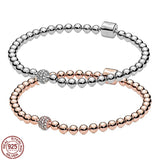 925 Sterling Silver Bead Inlaid Bracelet for DIY Jewelry