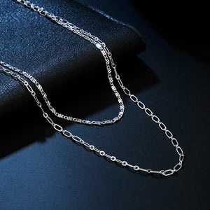 925 Sterling Silver Double Chain Necklace for Women