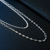 925 Sterling Silver Double Chain Necklace for Women