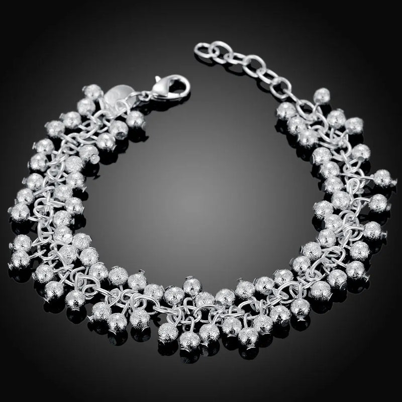 925 Silver Grape Bead Bracelet for Woman